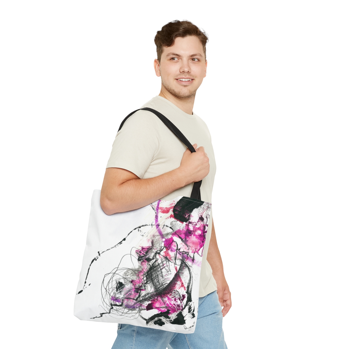 Tote Bag Abstract Paint Purple - Image 3