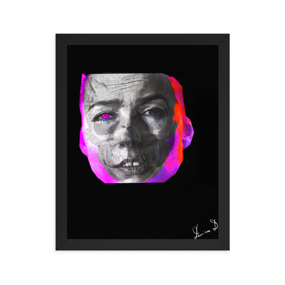 'Fear Of Age And Death II' Framed poster, Digital Collage, Neon Colours - Image 3