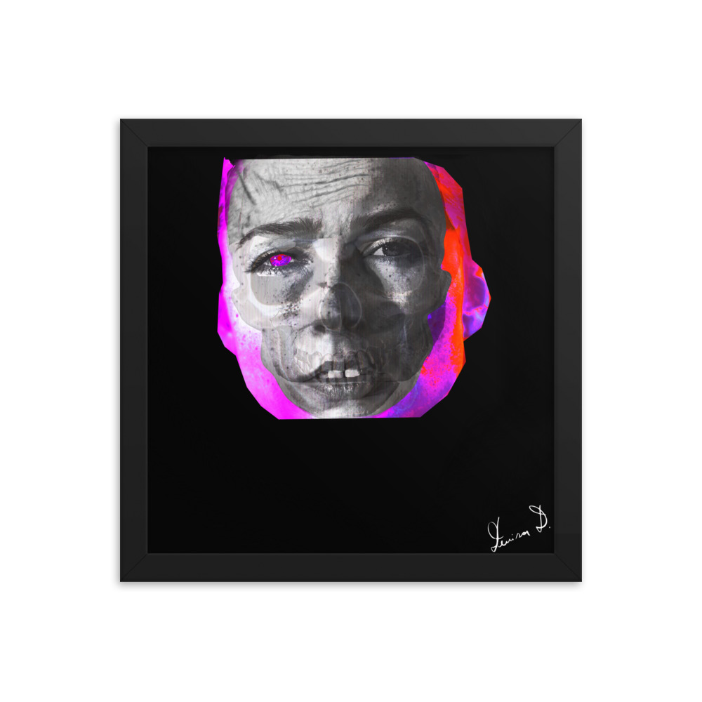 'Fear Of Age And Death II' Framed poster, Digital Collage, Neon Colours - Image 2