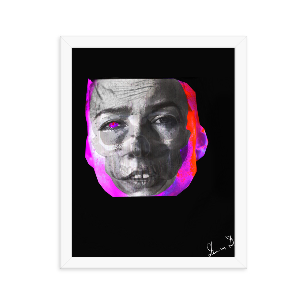 'Fear Of Age And Death II' Framed poster, Digital Collage, Neon Colours - Image 11