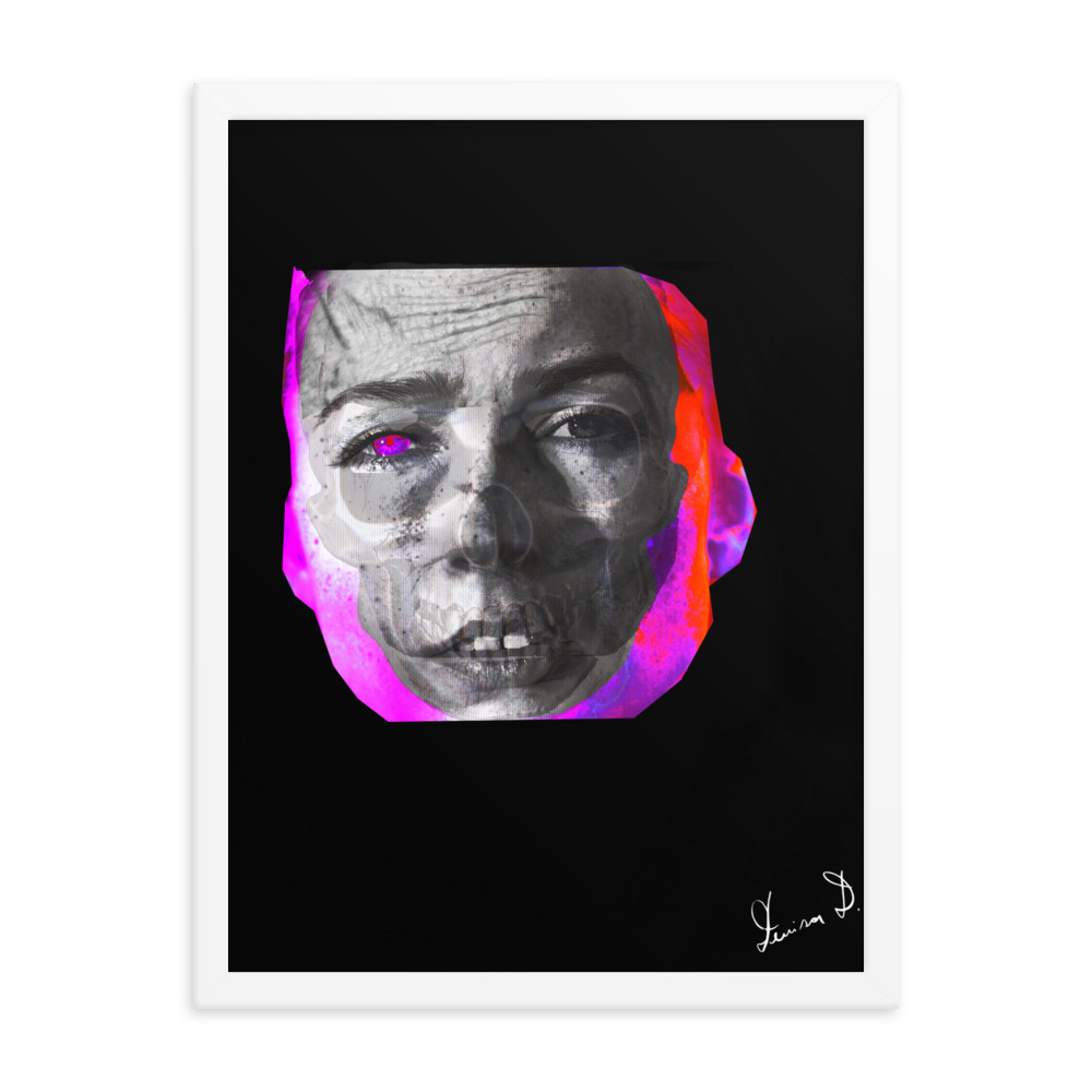'Fear Of Age And Death II' Framed poster, Digital Collage, Neon Colours - Image 15