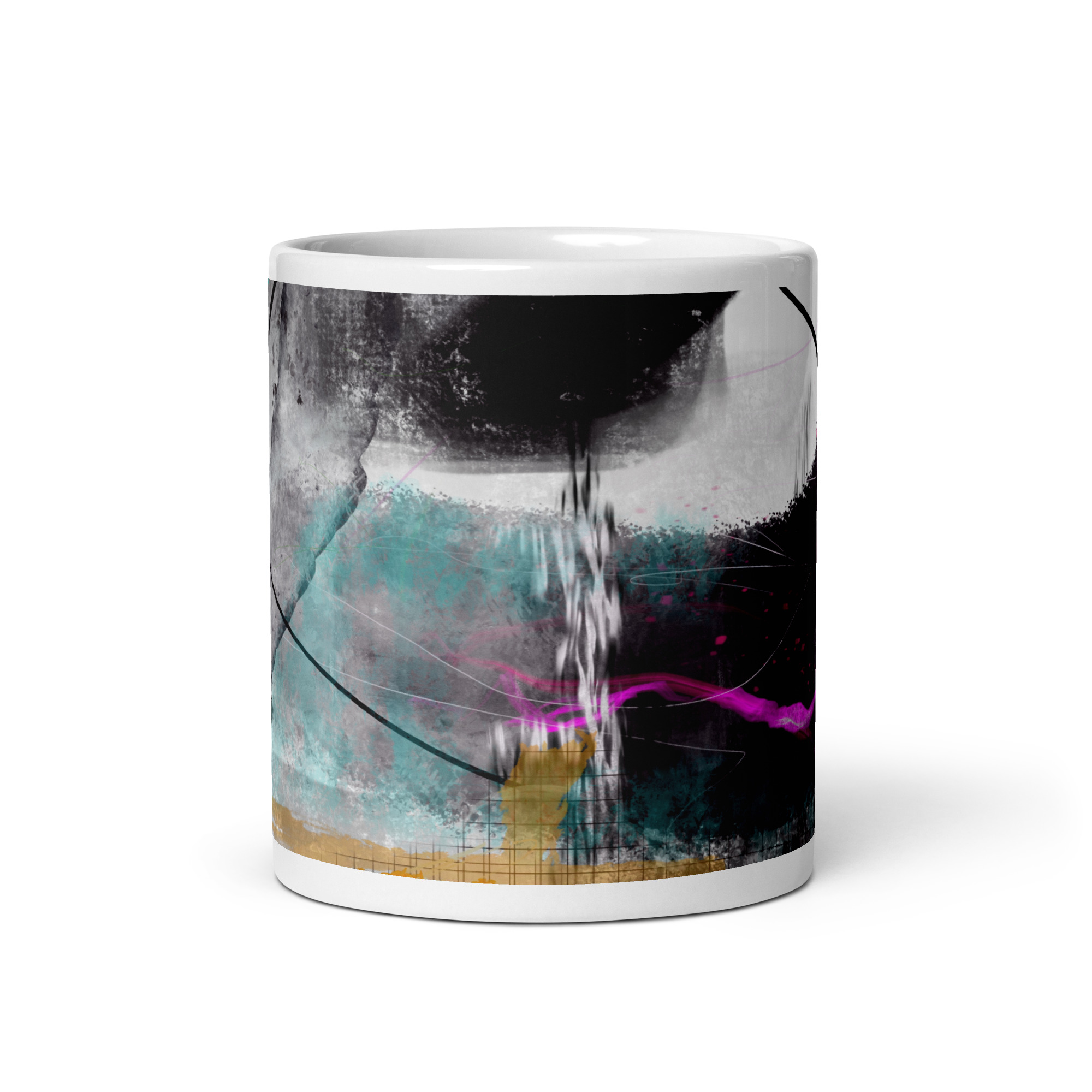 Painted Abstract White glossy mug - Image 3