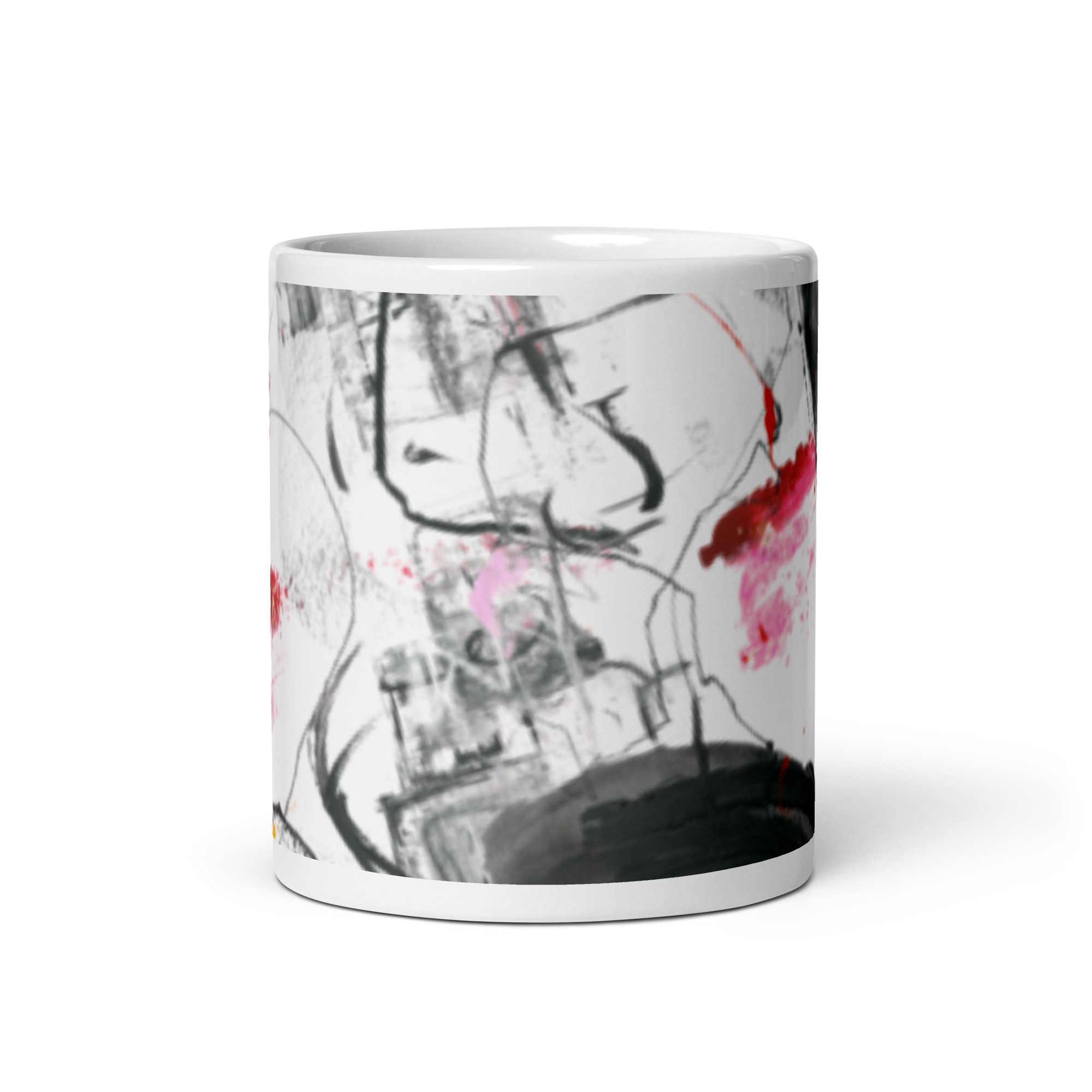 Painted Abstract White glossy mug - Image 4