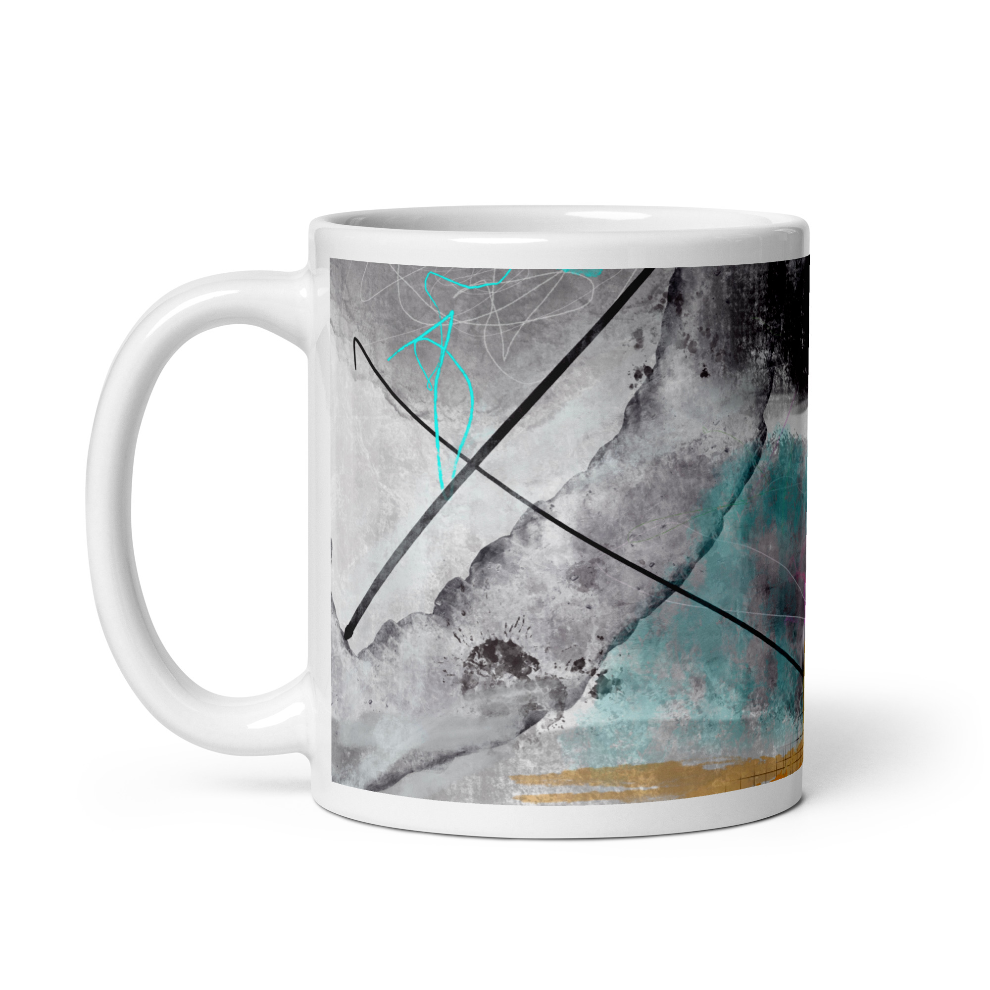 Painted Abstract White glossy mug - Image 2