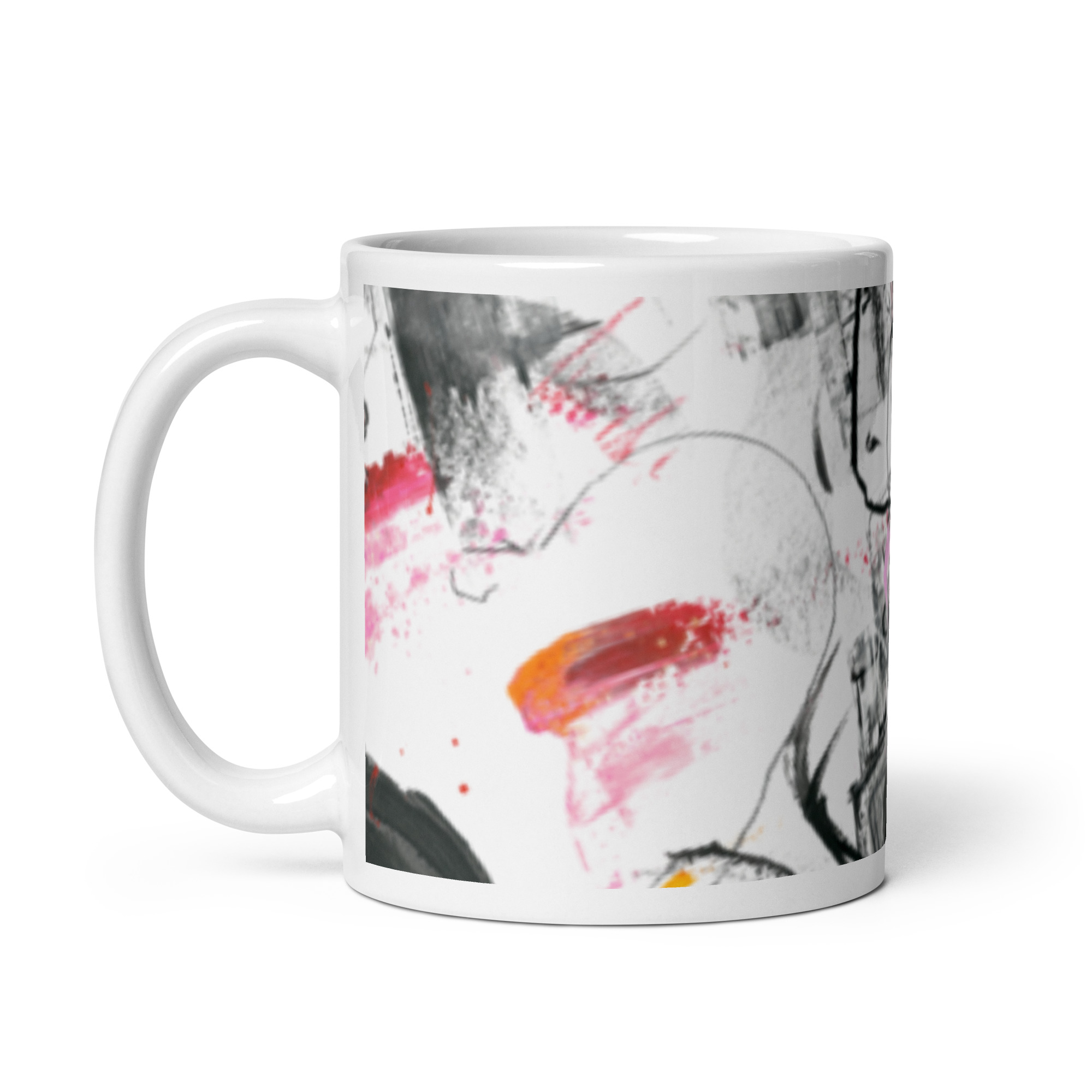 Painted Abstract White glossy mug - Image 3