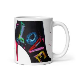 Painted ' Love' colourful White glossy mug