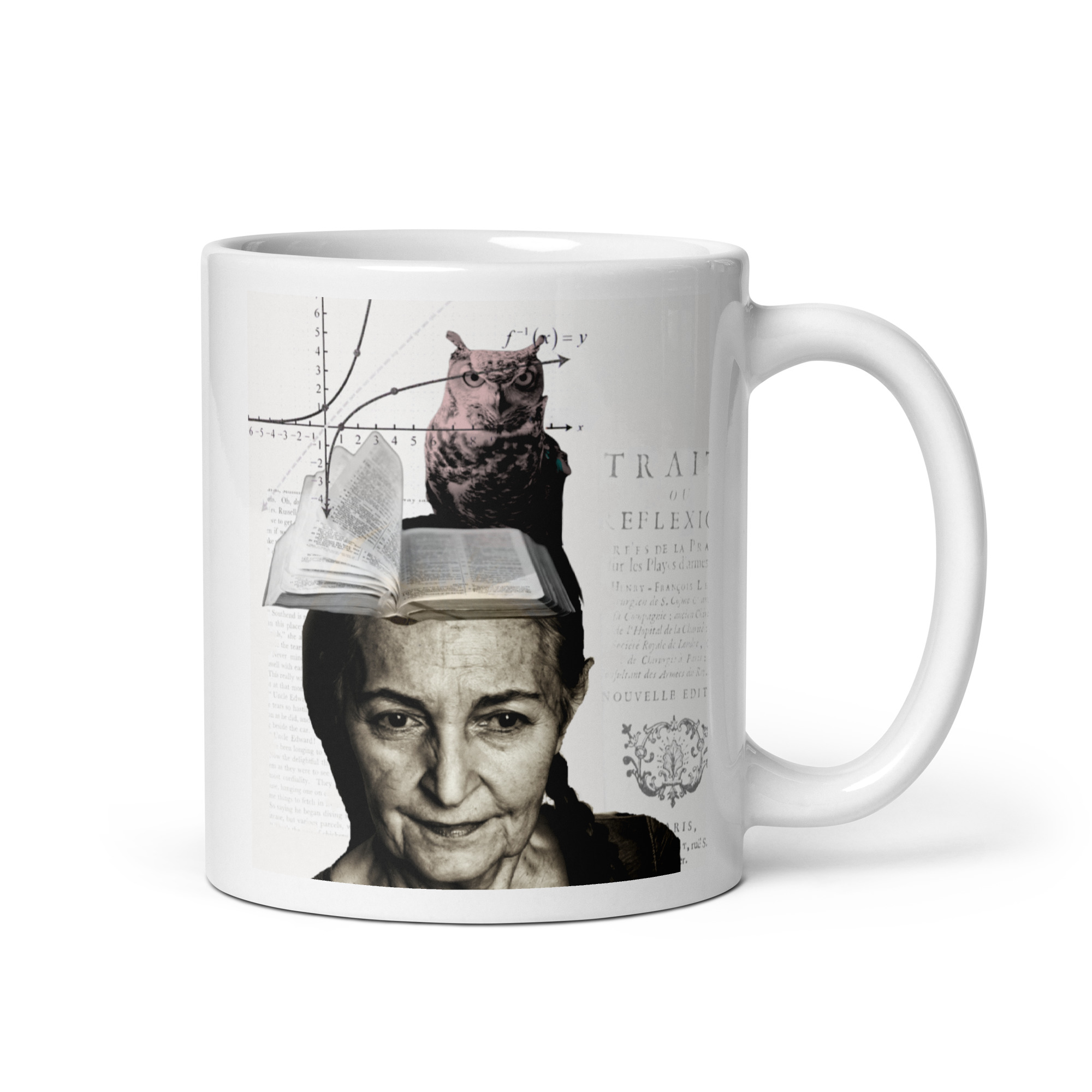 'Wisdom' Collage on White glossy mug