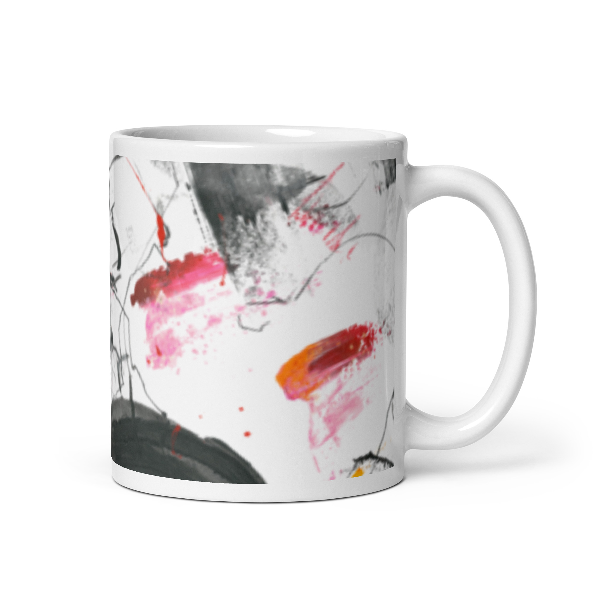 Painted Abstract White glossy mug - Image 2
