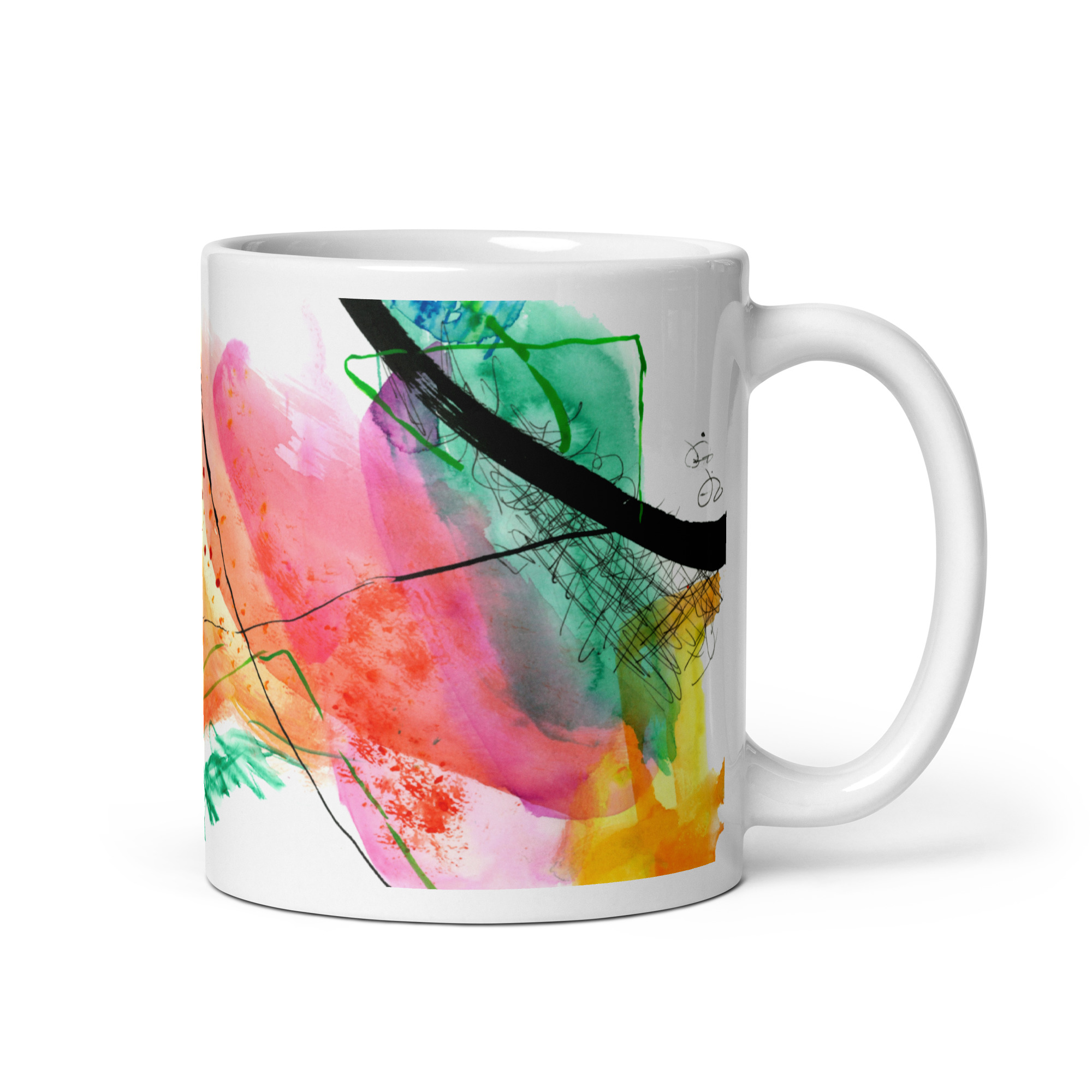 Painted Abstract White glossy mug
