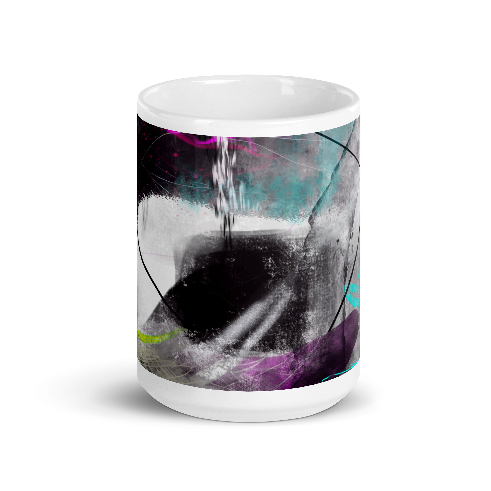 Painted Abstract White glossy mug - Image 6