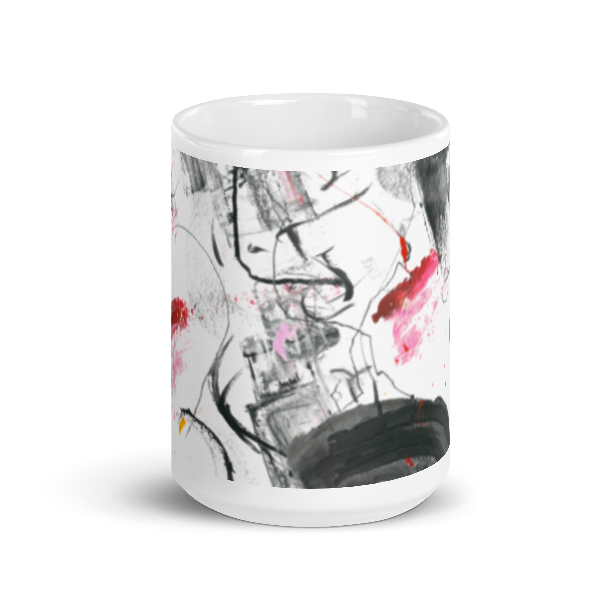 Painted Abstract White glossy mug - Image 7