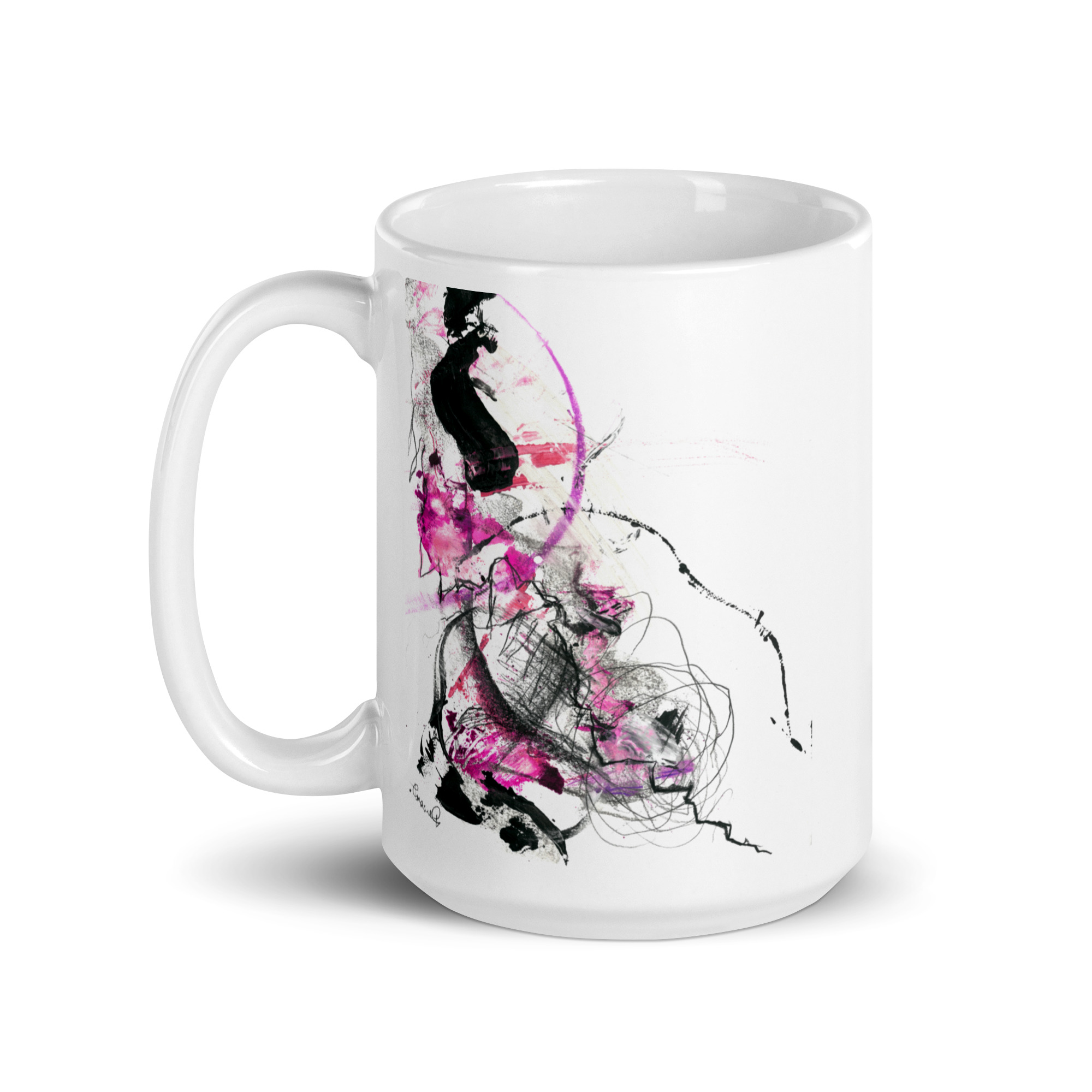 Abstract paint 'Follow Your Dreams' White glossy mug - Image 5