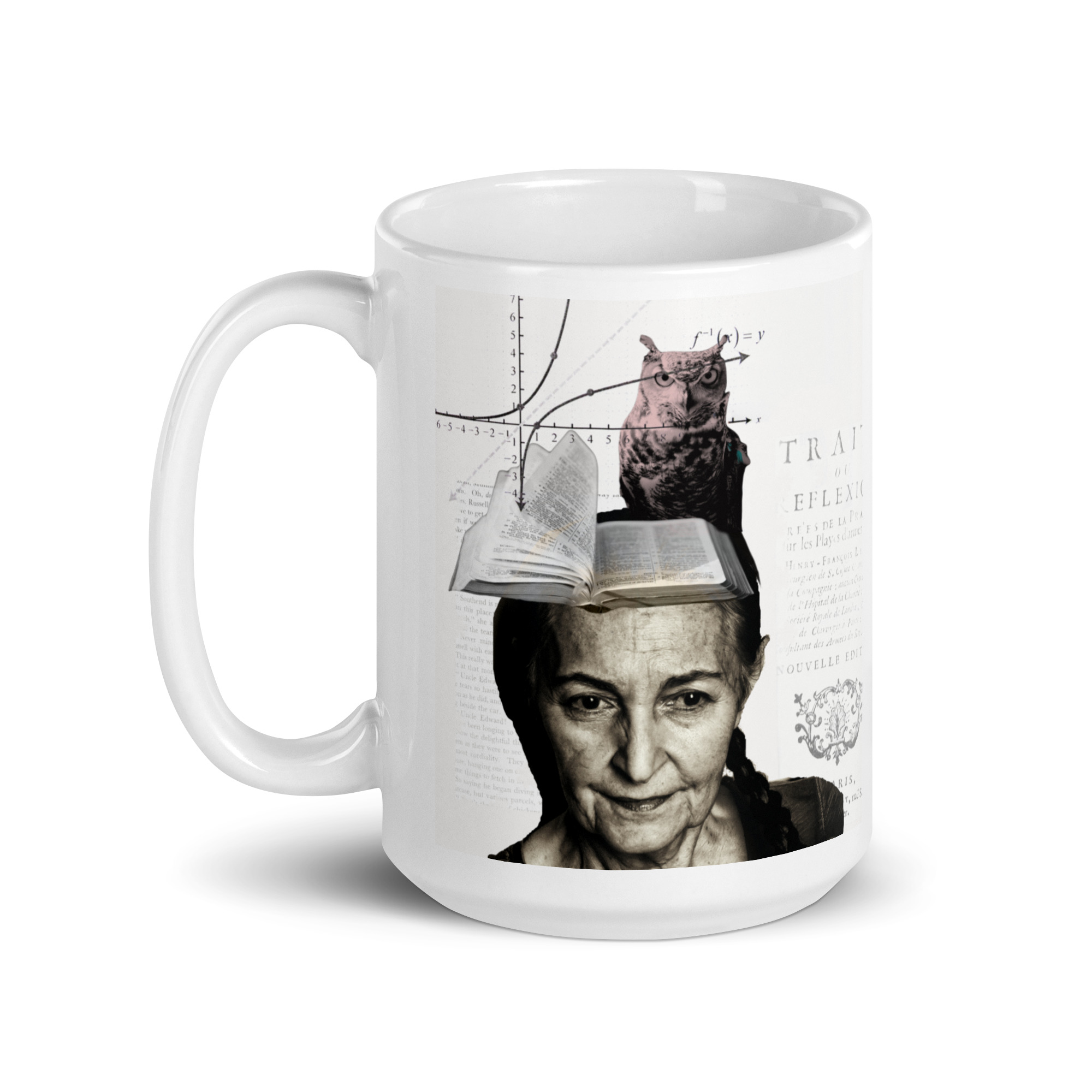 'Wisdom' Collage on White glossy mug - Image 5