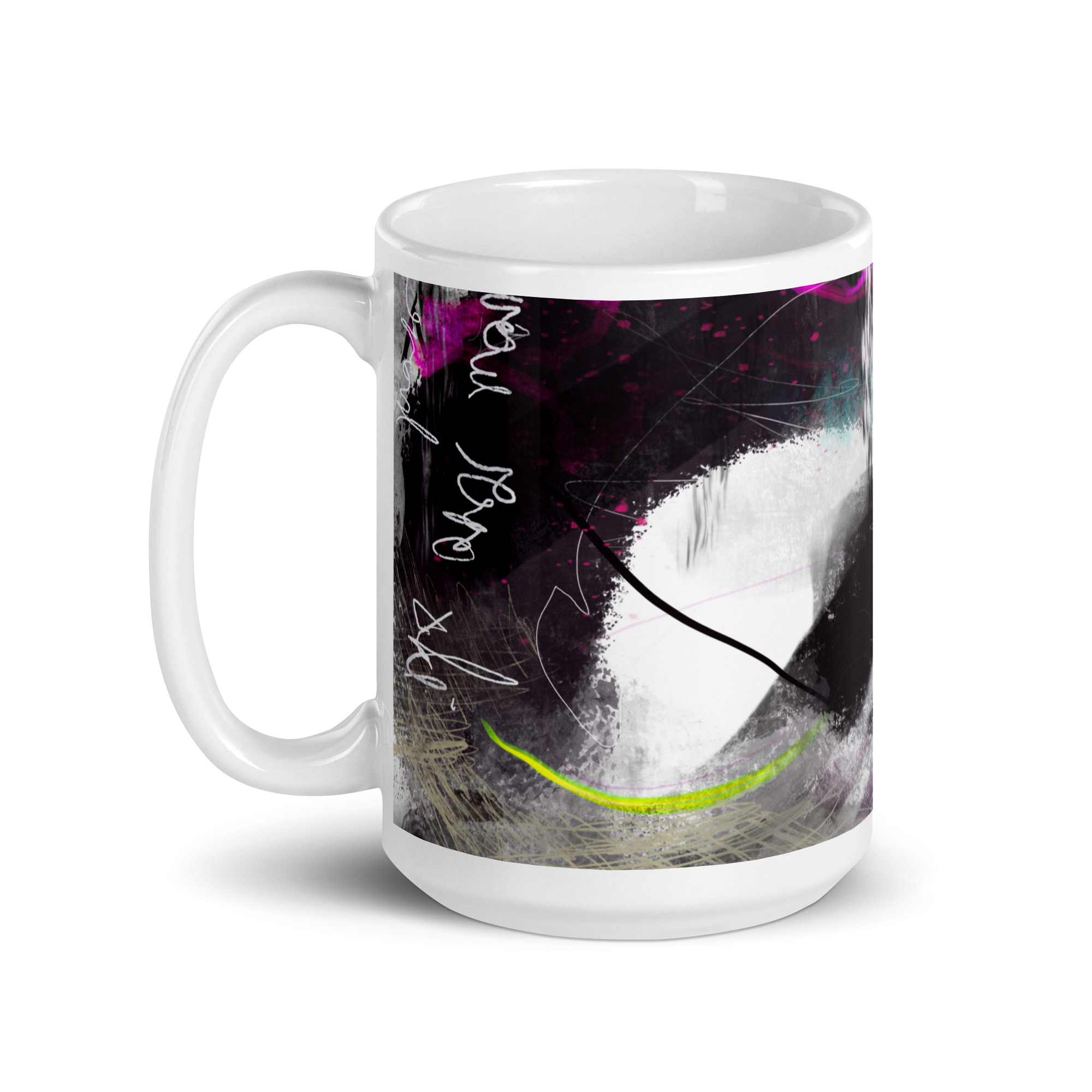 Painted Abstract White glossy mug - Image 5