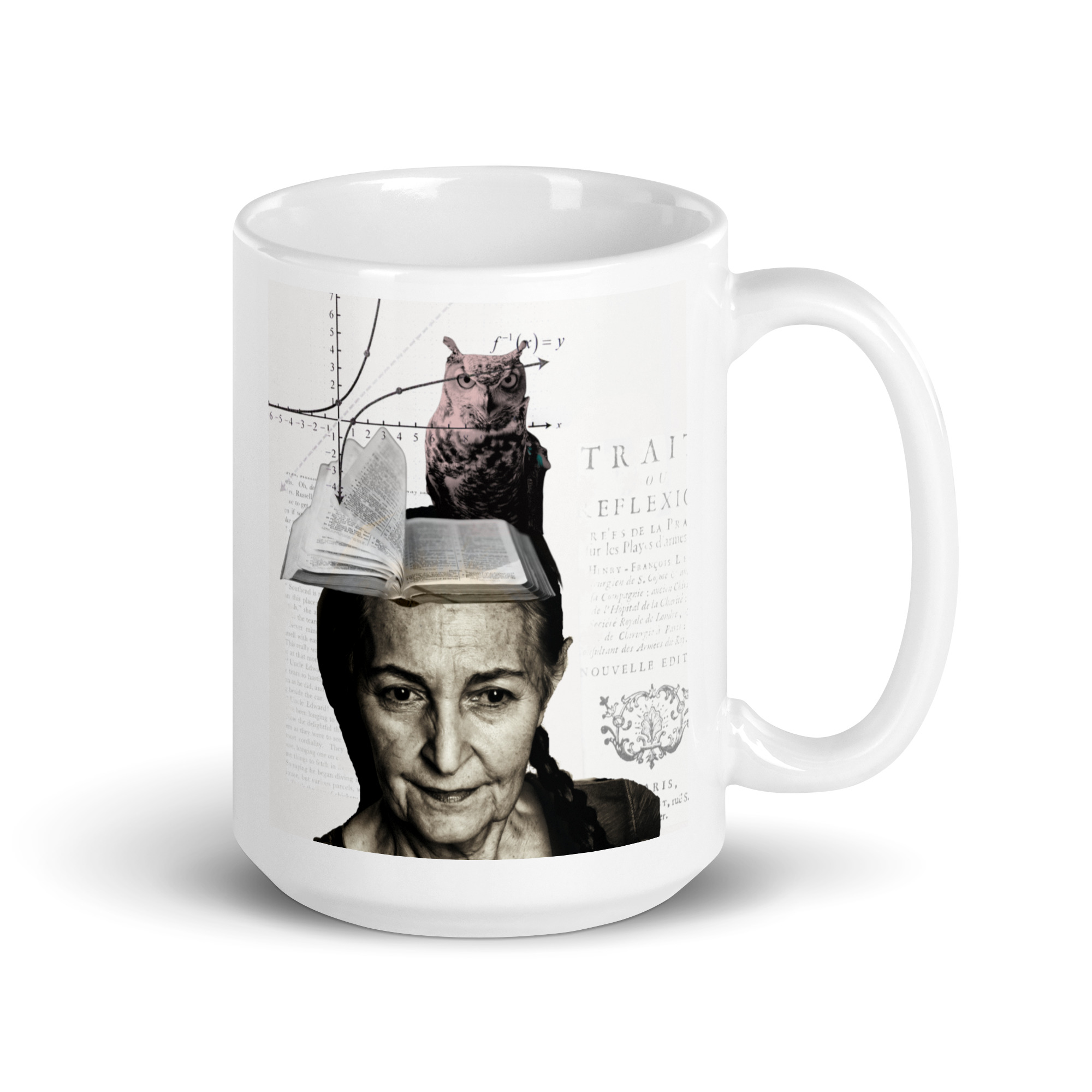 'Wisdom' Collage on White glossy mug - Image 4