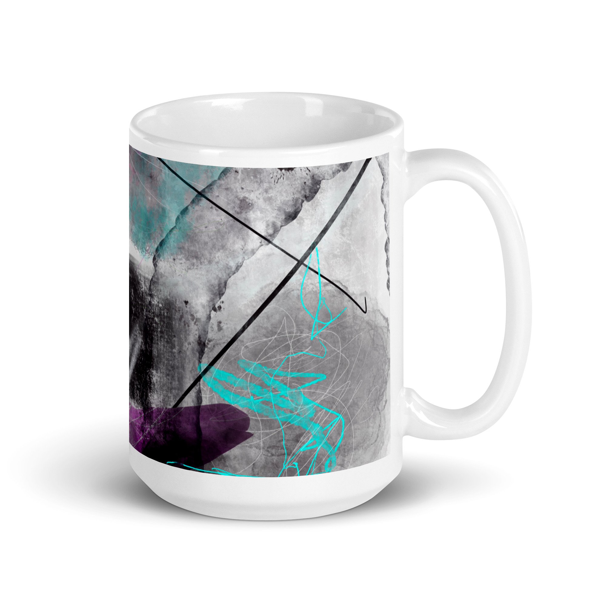 Painted Abstract White glossy mug - Image 4