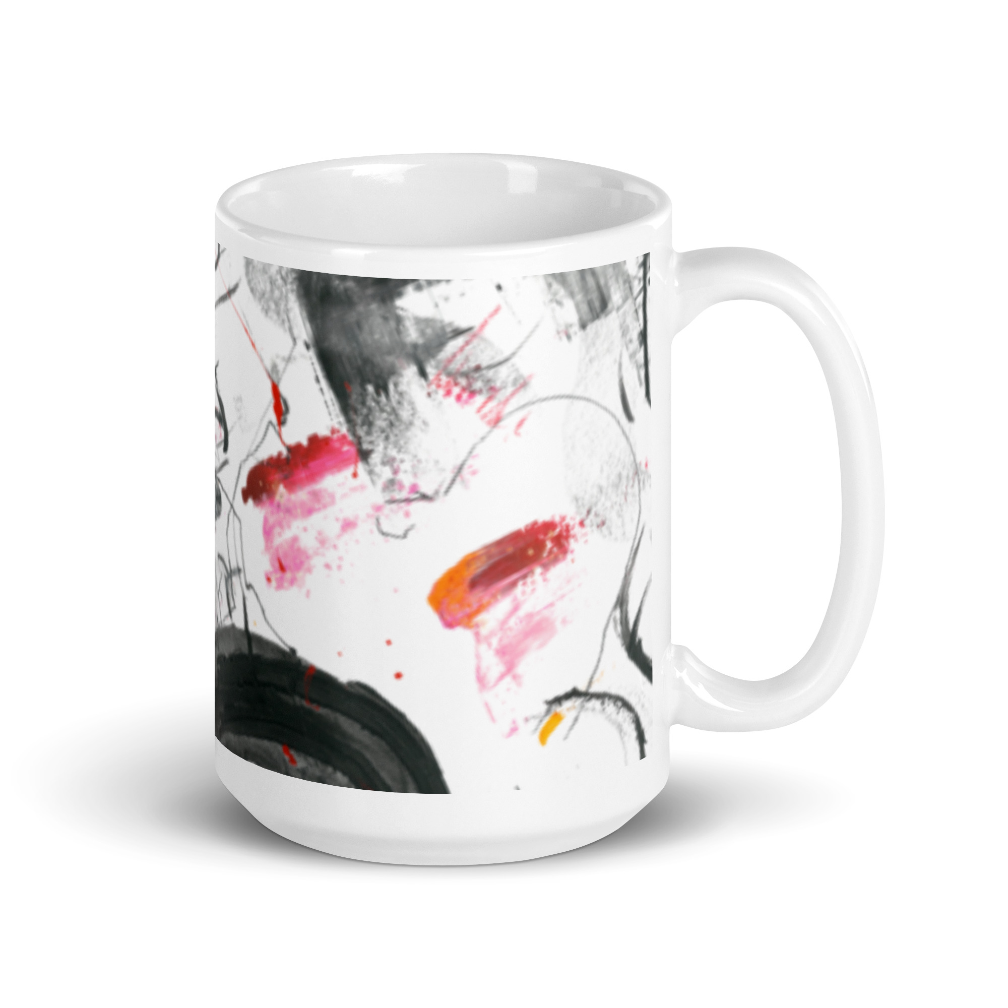 Painted Abstract White glossy mug - Image 5