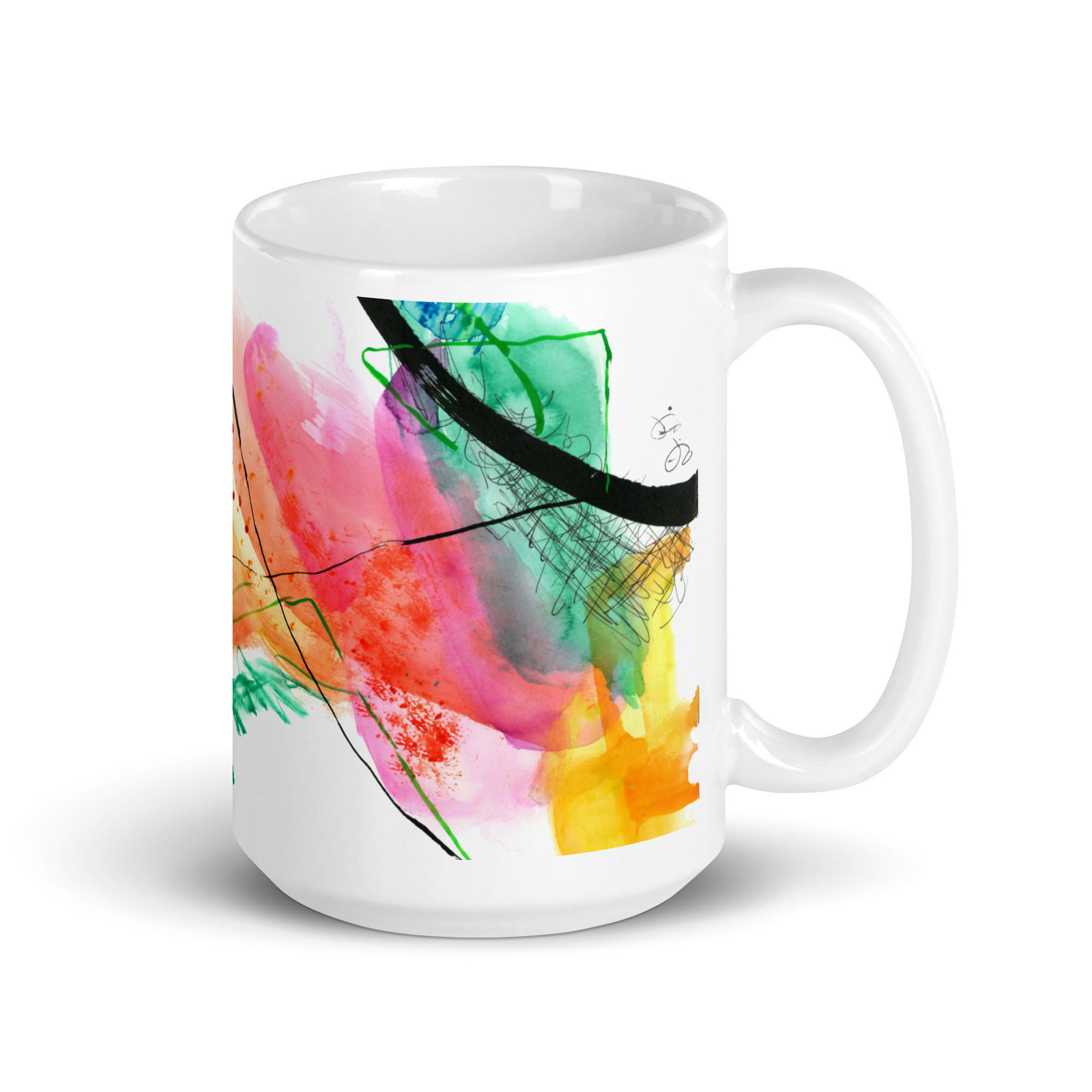 Painted Abstract White glossy mug - Image 5