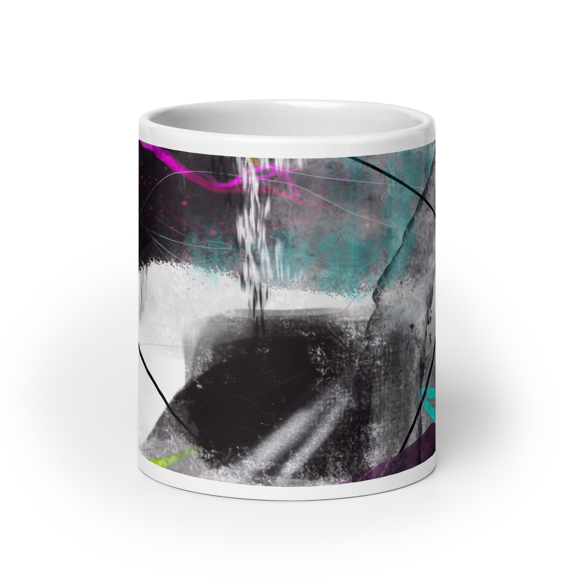 Painted Abstract White glossy mug - Image 9