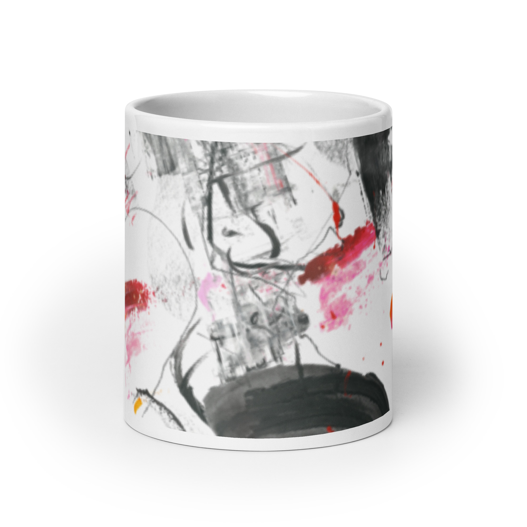 Painted Abstract White glossy mug - Image 9