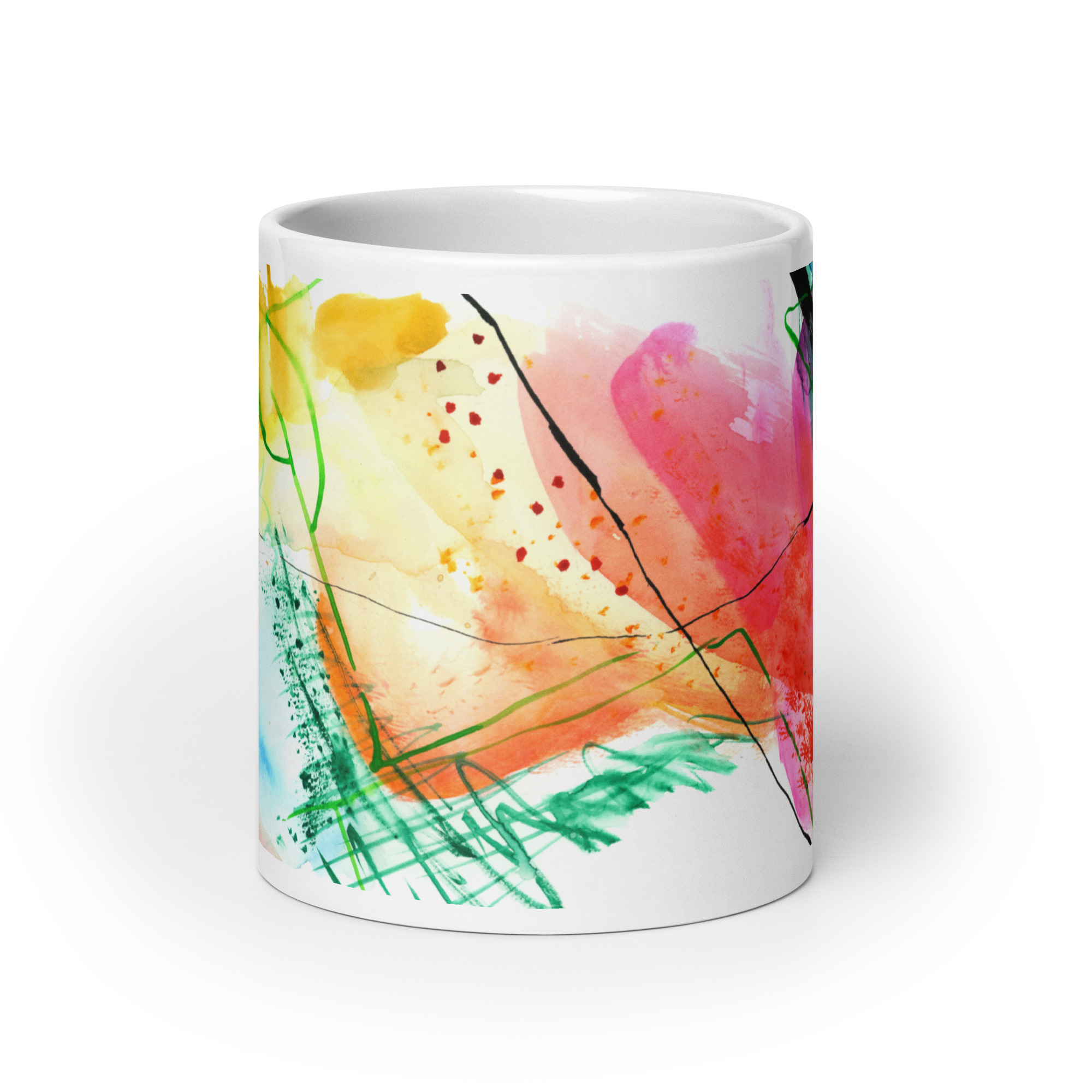 Painted Abstract White glossy mug - Image 9
