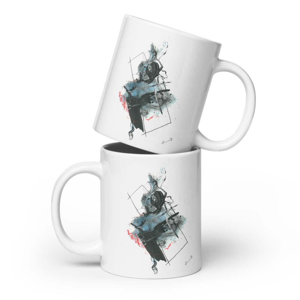 Abstract Paint 'Dancer' White glossy mug - Image 5