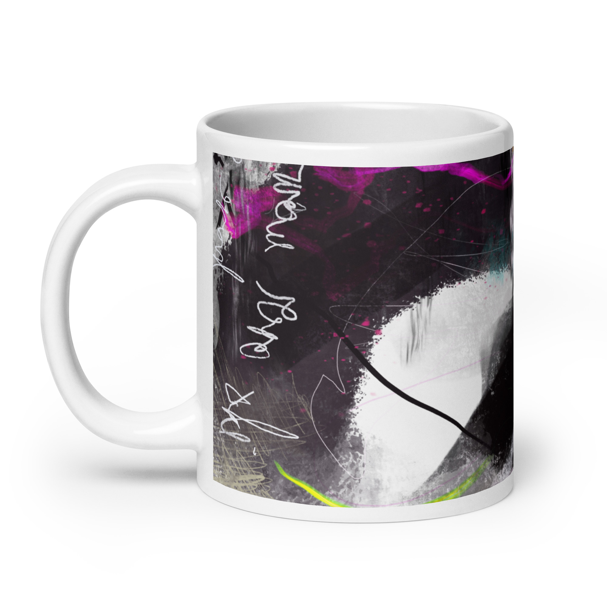 Painted Abstract White glossy mug - Image 8