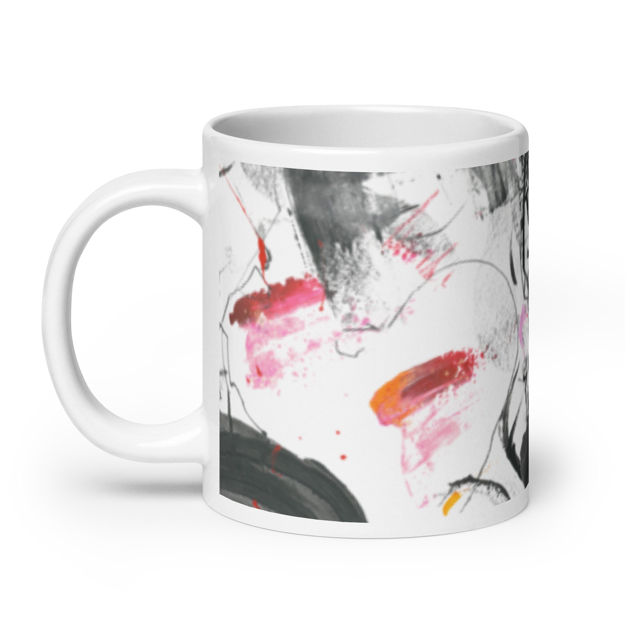 Painted Abstract White glossy mug - Image 8