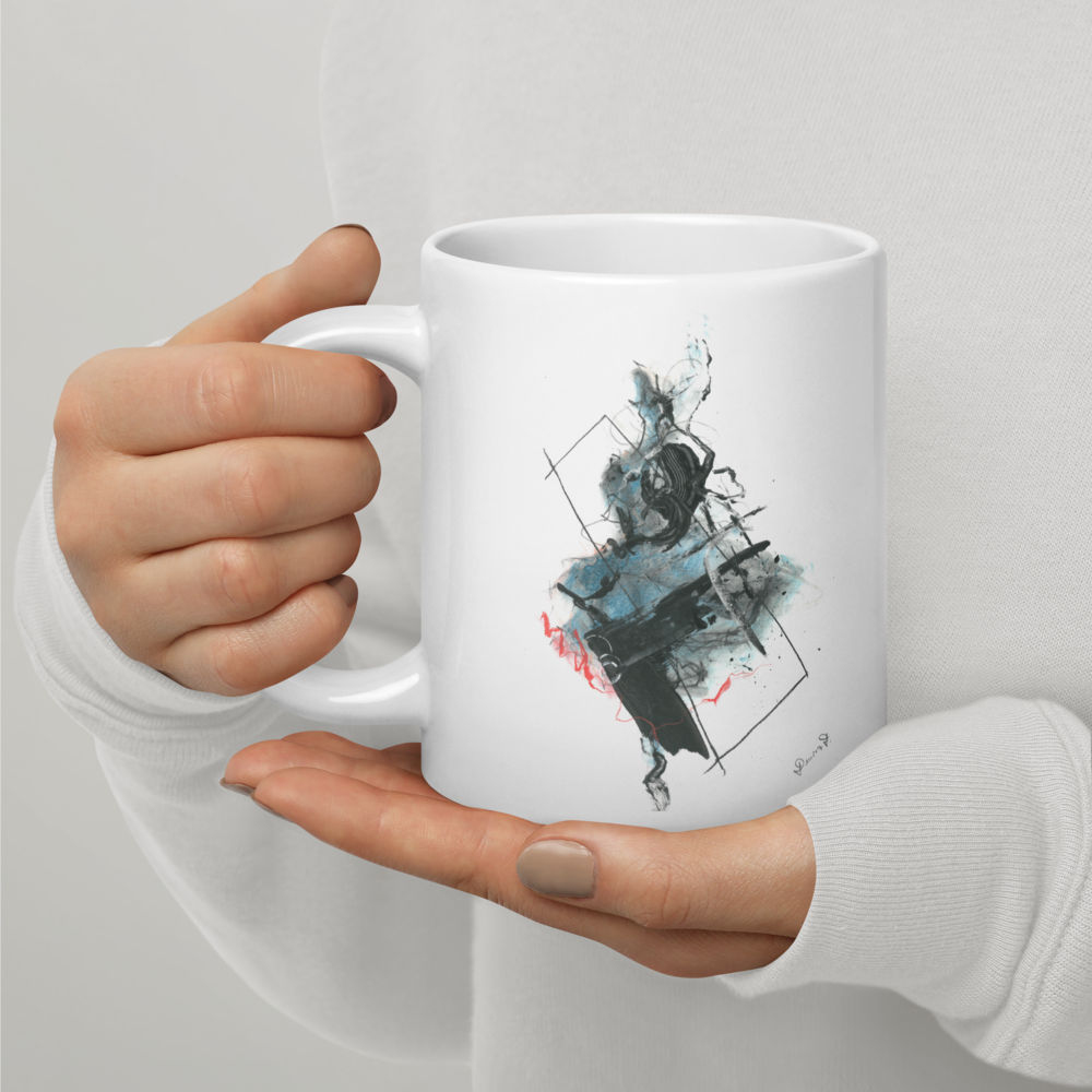 Abstract Paint 'Dancer' White glossy mug - Image 2