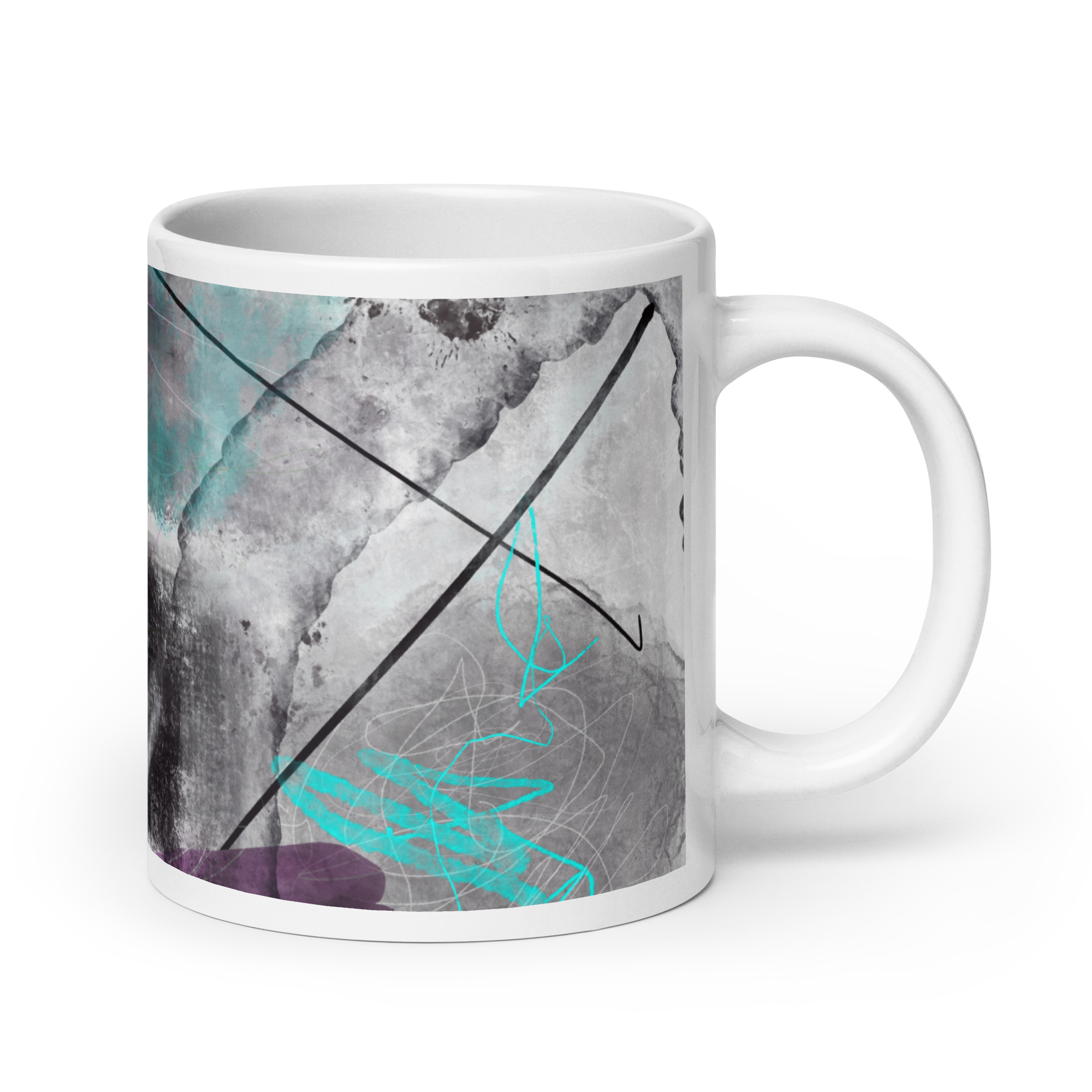 Painted Abstract White glossy mug - Image 7