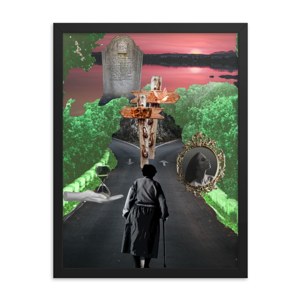 'For You To Decide ' Framed poster, Digital Collage, Ageism, Memento Mori Art - Image 9