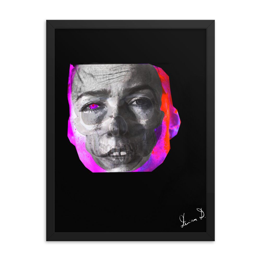 'Fear Of Age And Death II' Framed poster, Digital Collage, Neon Colours - Image 18