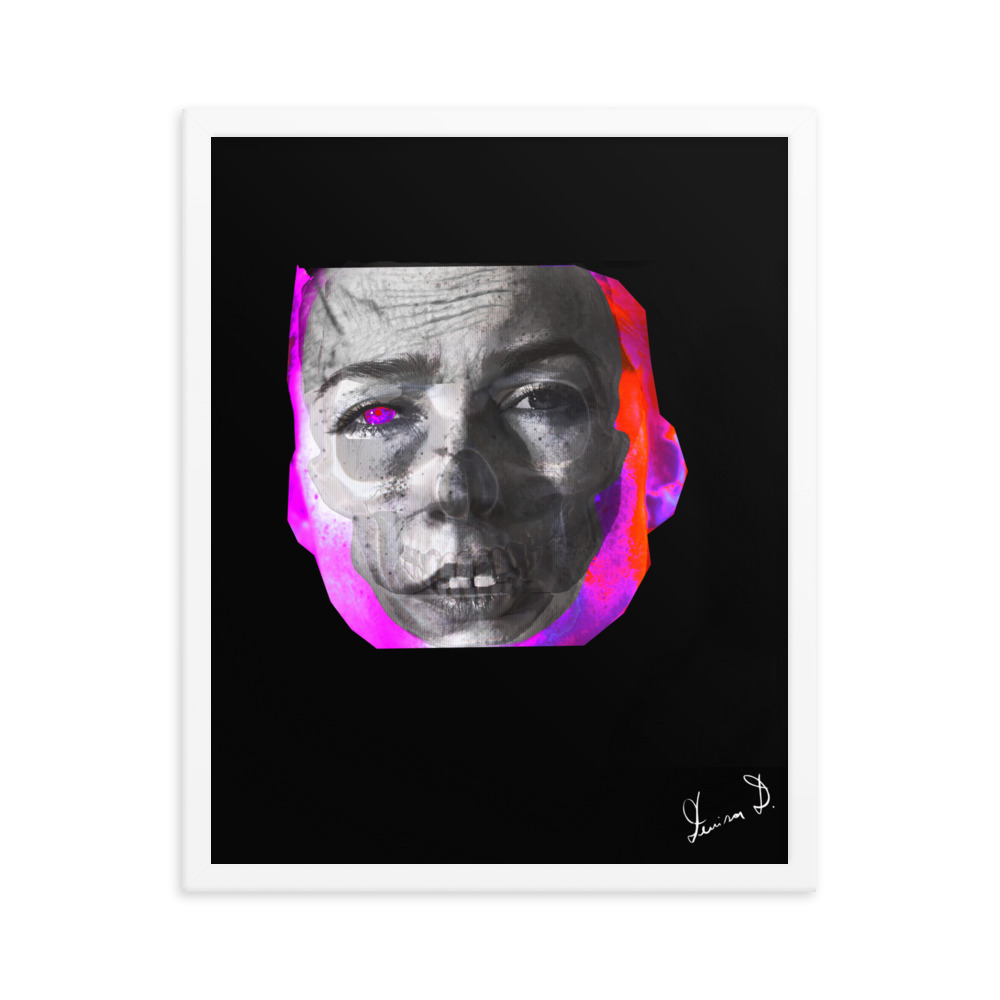 'Fear Of Age And Death II' Framed poster, Digital Collage, Neon Colours - Image 19