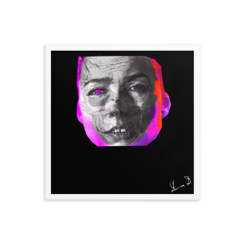 'Fear Of Age And Death II' Framed poster, Digital Collage, Neon Colours - Image 20