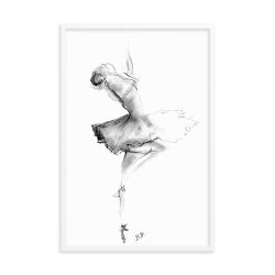 'Ballet Dancer' Abstract CHarcoal Framed poster