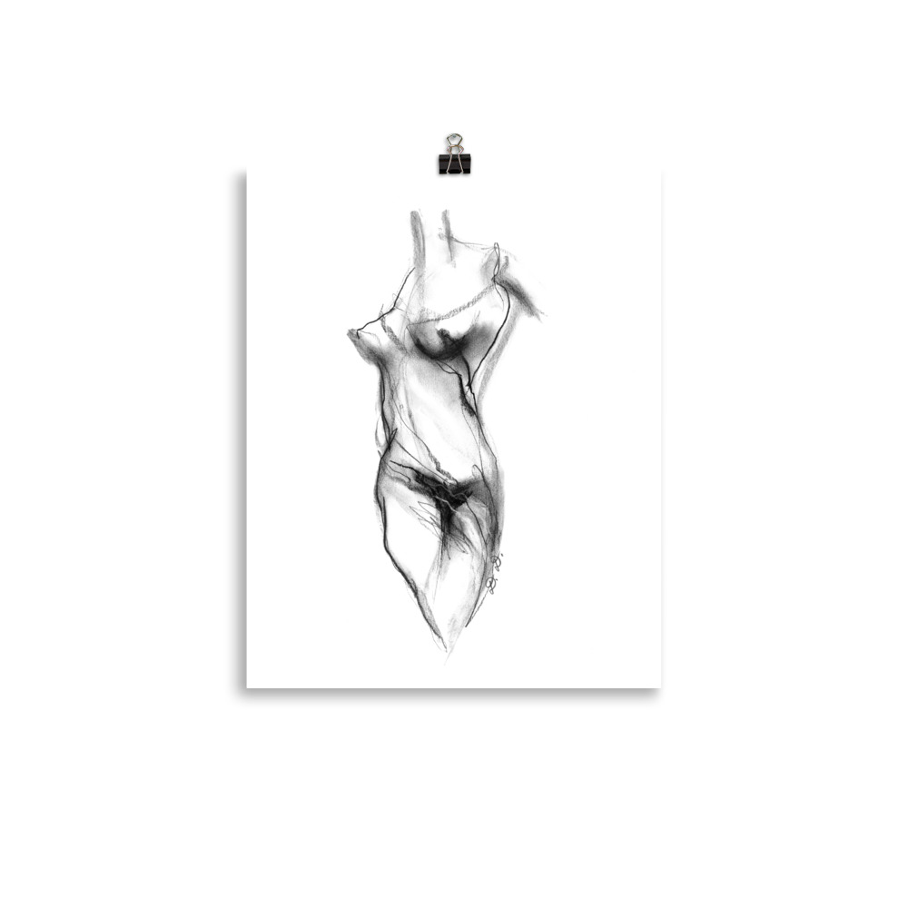 Abstract Naked Female Body Drawing Poster - Image 3