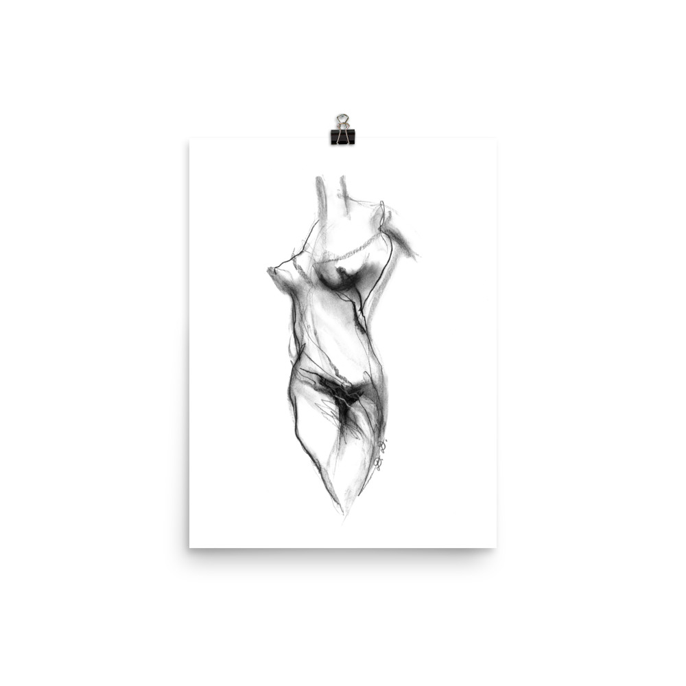 Abstract Naked Female Body Drawing Poster - Image 5