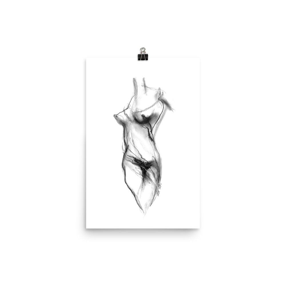 Abstract Naked Female Body Drawing Poster - Image 6