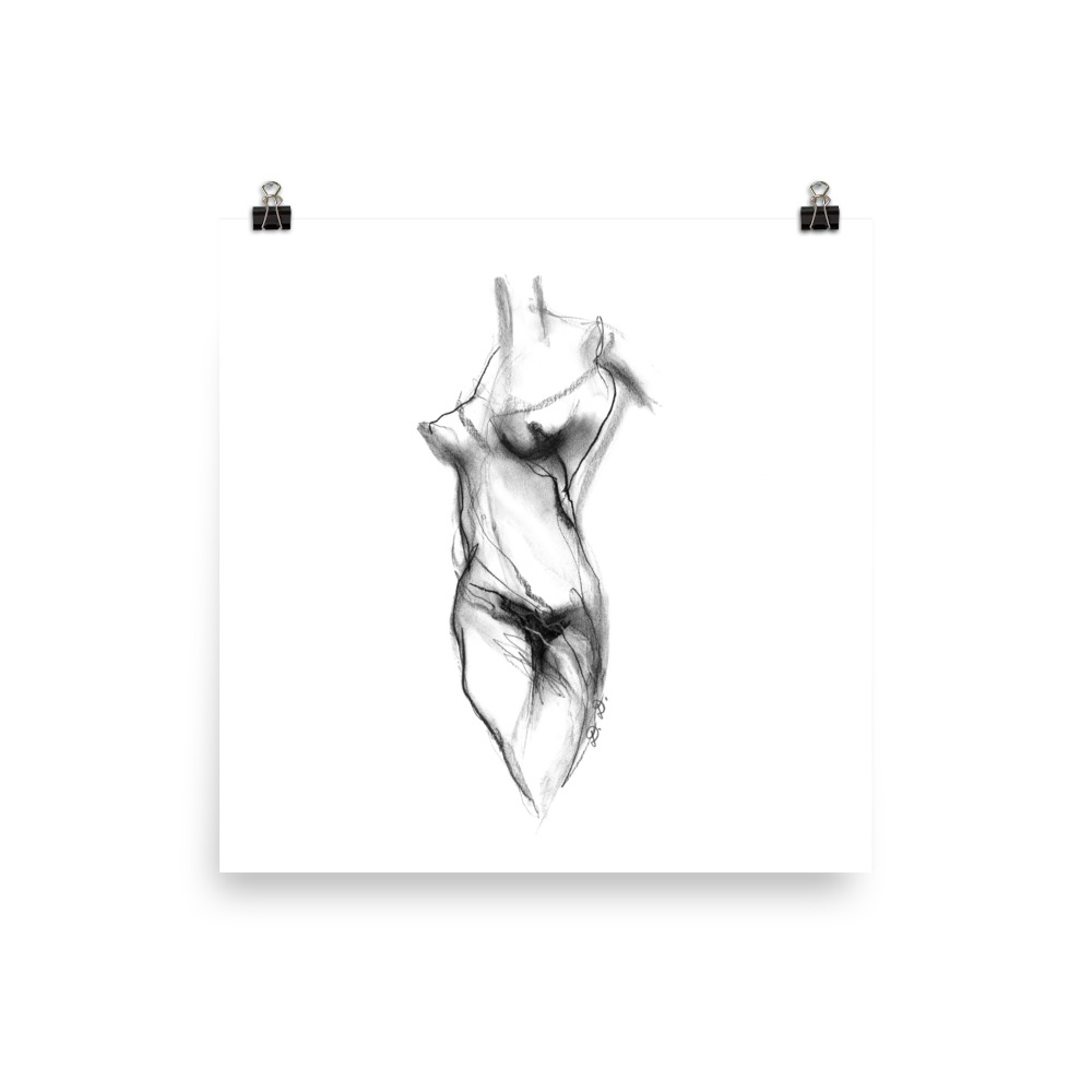 Abstract Naked Female Body Drawing Poster - Image 7