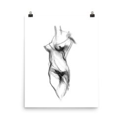 Abstract Naked Female Body Drawing Poster