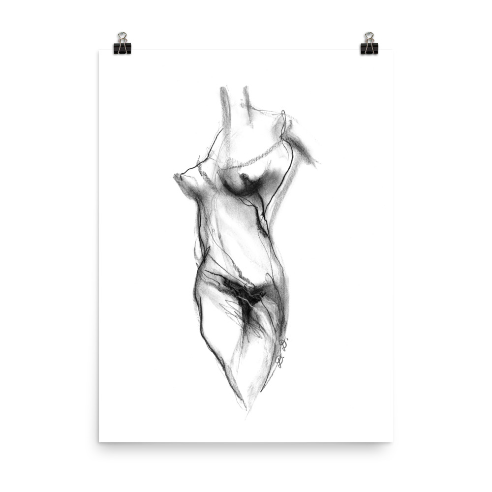 Abstract Naked Female Body Drawing Poster - Image 10