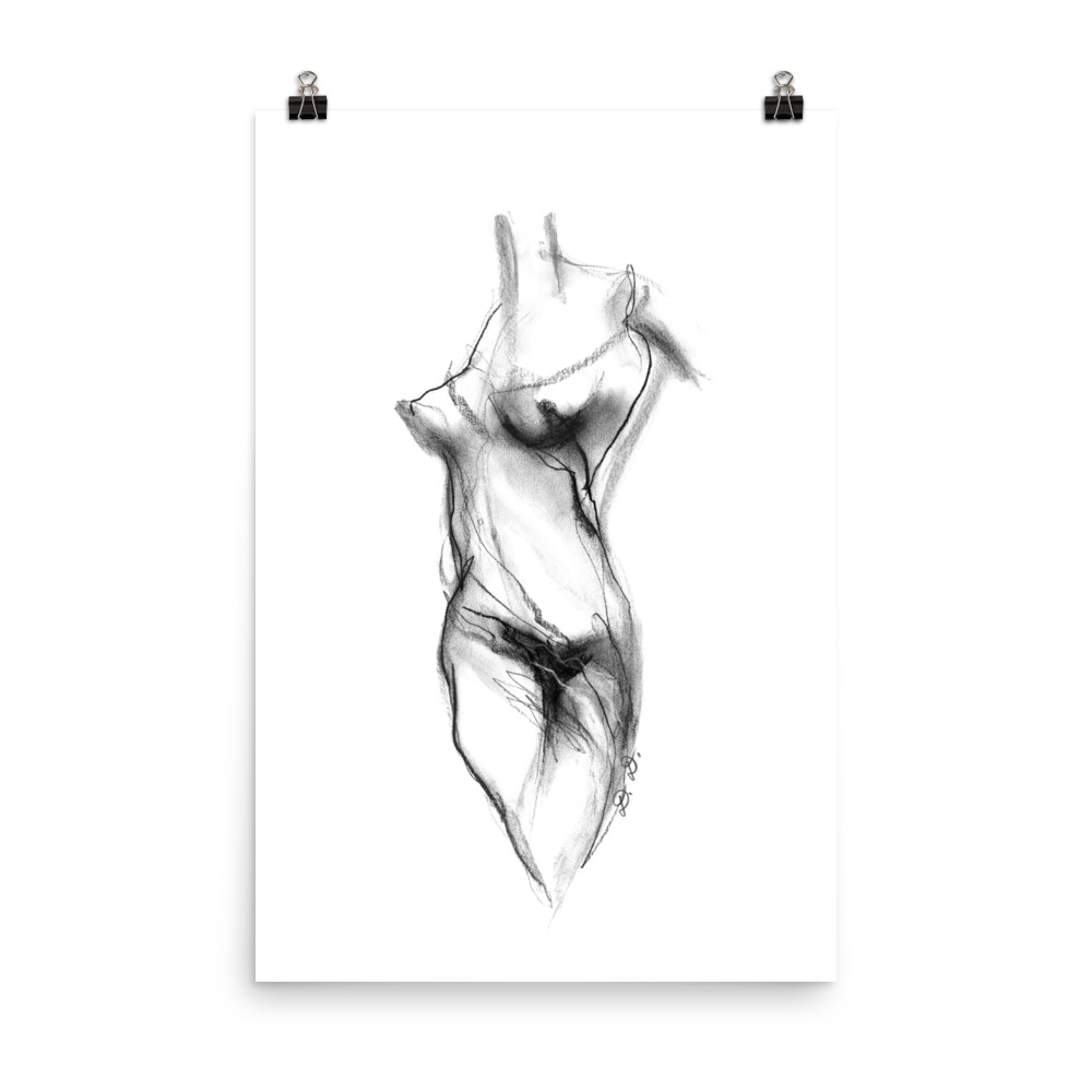 Abstract Naked Female Body Drawing Poster - Image 12