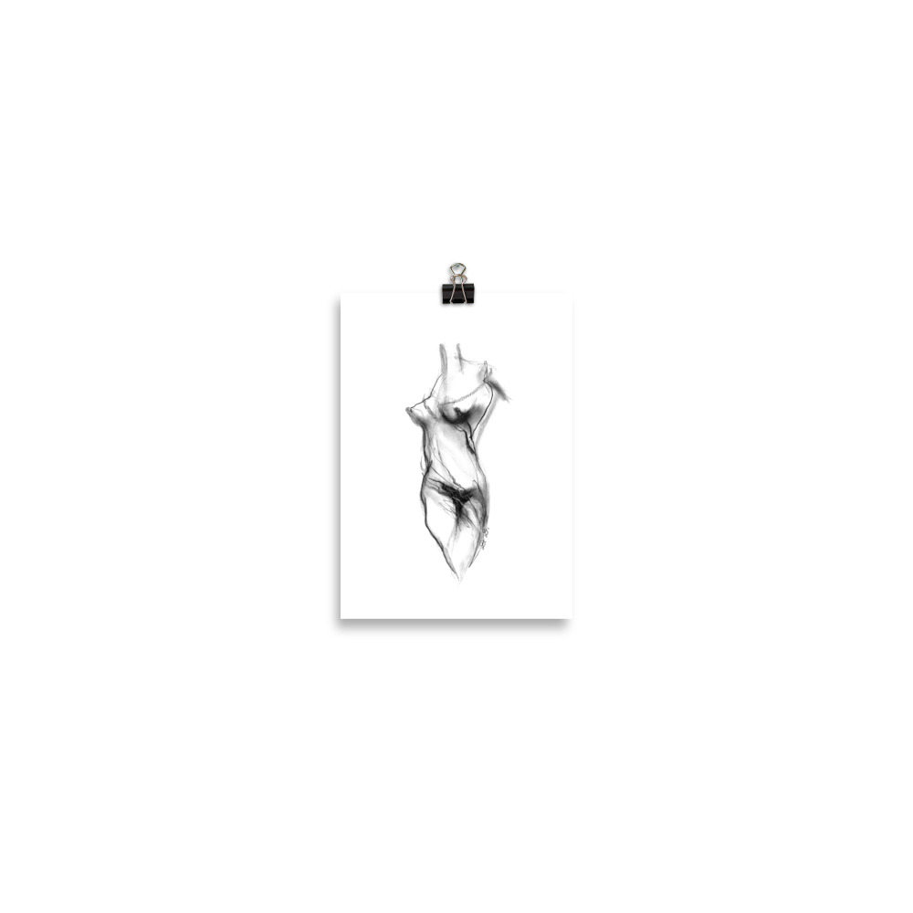Abstract Naked Female Body Drawing Poster - Image 13