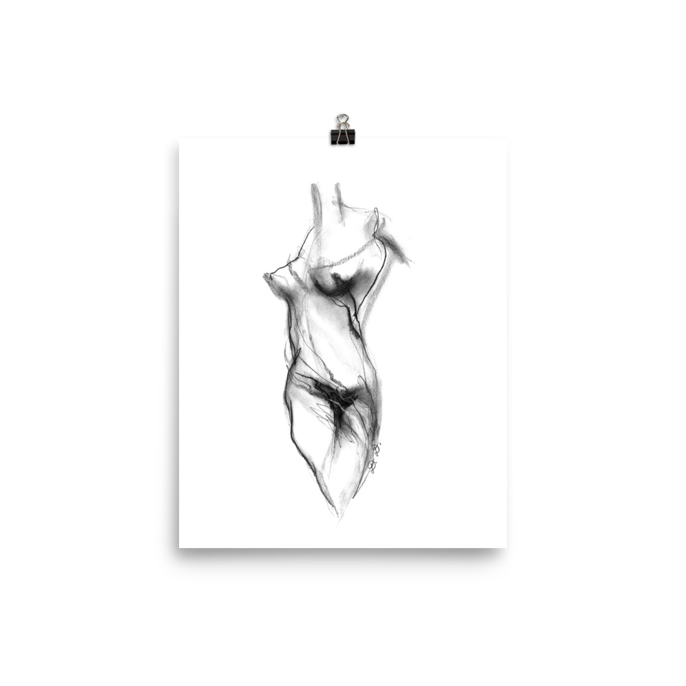 Abstract Naked Female Body Drawing Poster - Image 14
